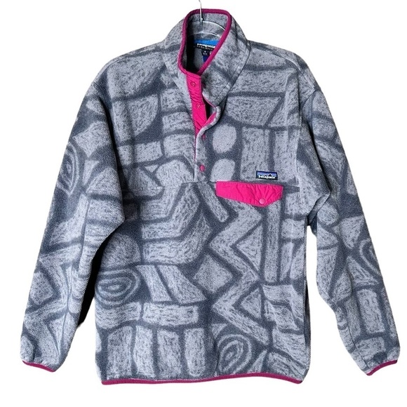 Patagonia Synchilla Snap-T 2015 Printed Tribal Aztec Shale Gray Size Men… - Picture 1 of 8